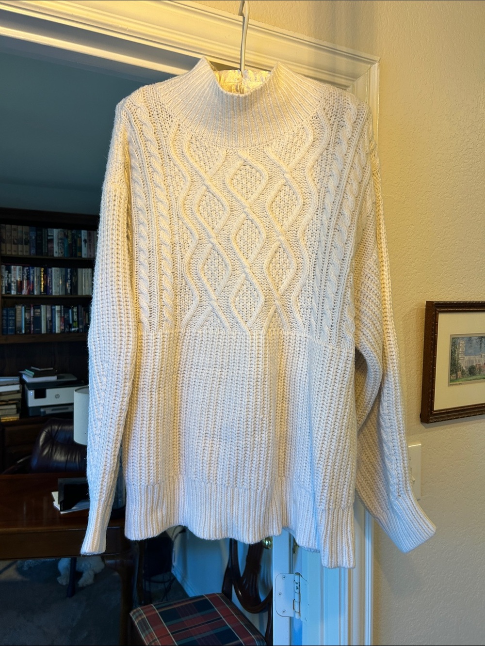a new day Cream Cable Knit Mock Neck Sweater